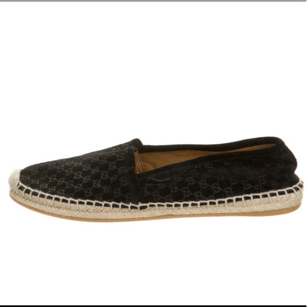 Gucci Black GG Velvet Espadrilles - Picture 2 of 6